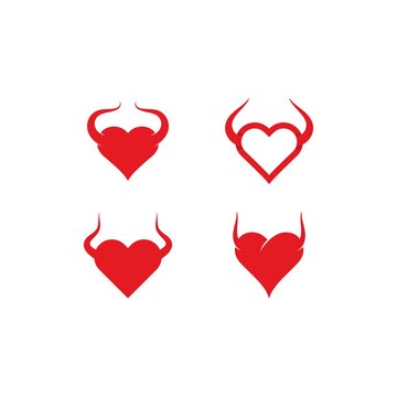 Love symbol with devil horn logo concept icon