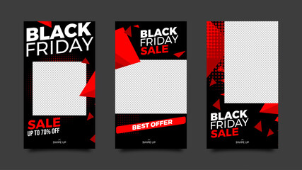 Black Friday editable Stories template design. Design for social media.