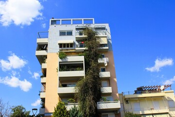 View of apartment building in Athens, Greece, March 18 2020.