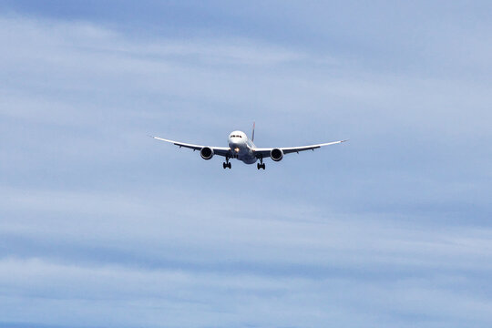 Latam airlines plane in the sky of Rapa Nui, Easter Island, Chile