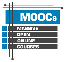 MOOCs - Massive Open Online Courses Blue Grey Boxes Top Bottom Squares 
