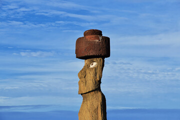 Rapa Nui. The statue Moai in Ahu Tahai on Easter Island, Chile