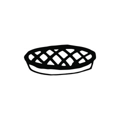 Hand drawn doodle pie. Sweets and pastries on a white background. Vector illustration.