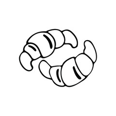 Obraz premium Hand drawn doodle croissants. Sweets and pastries on a white background. Vector illustration.