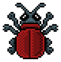 Fototapeta premium A bug beetle insect pixel art video game 8 bit icon