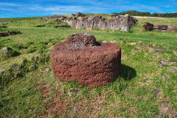 Rapa Nui. Ahu Vinapu park on Easter Island, Chile