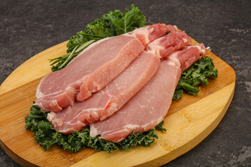 Raw pork steak for cooking