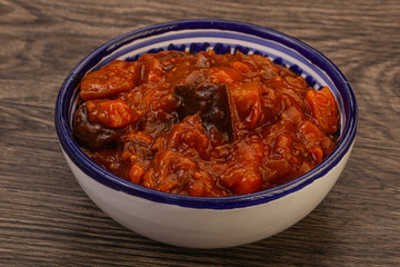 Eggplant saute with tomato and herbs
