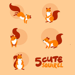 Squirrel cartoon character.Simple animal cute vector illustration