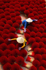 Women in the village over the humming of CanTho,Hanoi incense produced more than 100 years