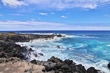 Fototapeta na wymiar Rapa Nui. The view on Pacific ocean on Easter Island, Chile