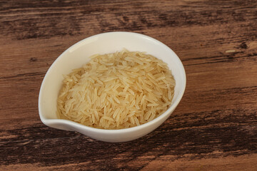 Raw basmati rice in the bowl