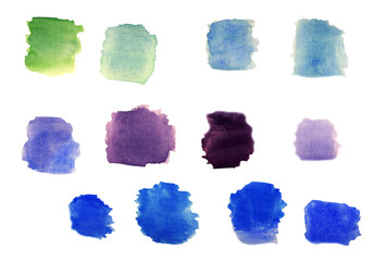 Set of abstract watercolor hand paint texture isolated on white background
