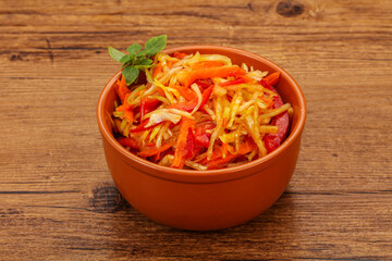 Cabbage salad with carrot and pepper