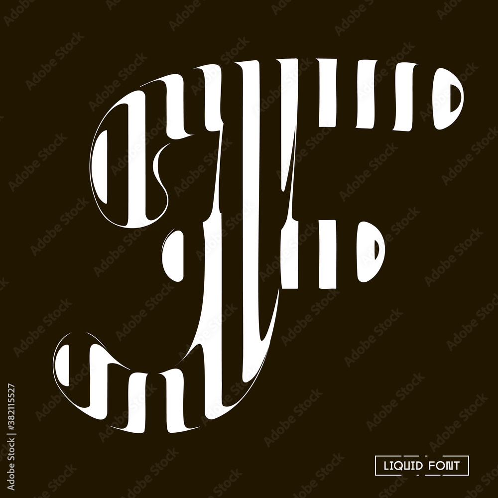 Fototapete f letter formed by parallel lines. a letter made of glass through which lines are visible that are d