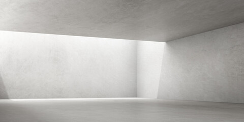 3d render of empty concrete room with shadow on the wall.