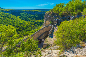 the remains of a medieval fortress city (according to other sources - a monastery) Tepe-Kermen,...