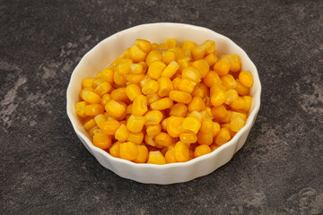 Sweet corn seeds in the bowl