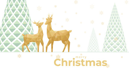 Landscape christmas scene with reindeer couple concept.