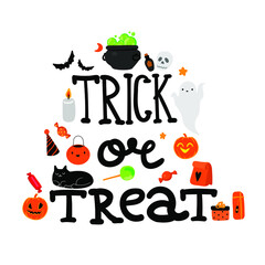 trick or treat words on the white background