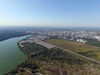Aerial view of the saburb landscape (drone image). Near Kiev