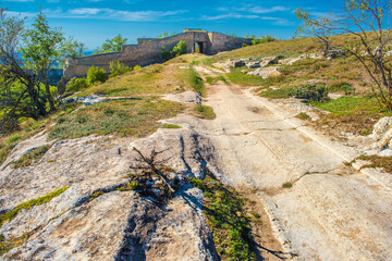 the remains of a medieval fortress city (according to other sources - a monastery) Tepe-Kermen,...