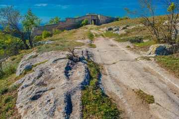 the remains of a medieval fortress city (according to other sources - a monastery) Tepe-Kermen,...
