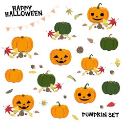 ハロウィンのかぼちゃセット　白バック