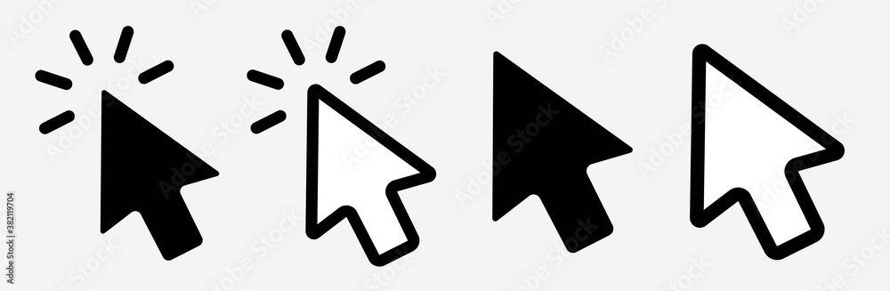 Poster Hand clicking icon collection.Pointer click icon. Hand icon design.Set of Hand Cursor icons click and Cursor icons click. Click cursor icon.