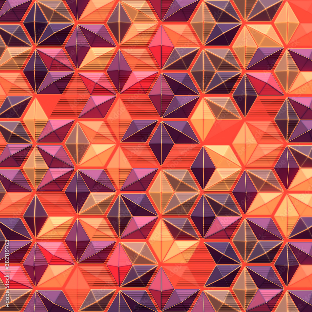 Aufkleber Modern template with colored honeycomb pattern background. Design art. 3d render