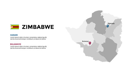Zimbabwe vector map infographic template. Slide presentation. Global business marketing concept. Color country. World transportation geography data. 