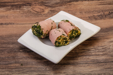 Ham roll with cheese and garlic