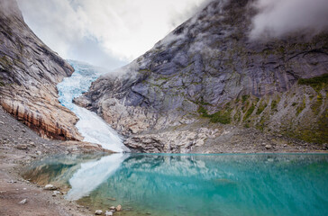 Briksdal Glacier at Jostedalsbreen National Park. Vestland county, Norway. 