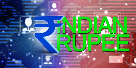 Rupee currency . 3D rendering illustration
