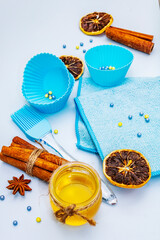 Baking supplies, fresh honey, fragrant spices and dry fruits
