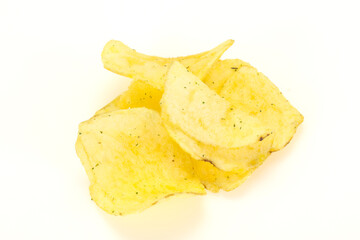 Natural potato salted chips heap
