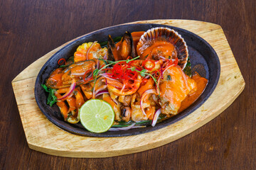Fried fish, scallops and squid