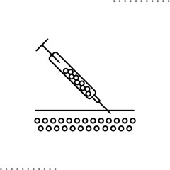 liposuction procedure for removing subcutaneous fat for weight loss. Cosmetic surgery vector icon in outlines