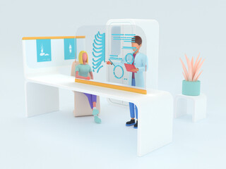 Healthcare series: Radiographer specialist at work. 3d render.