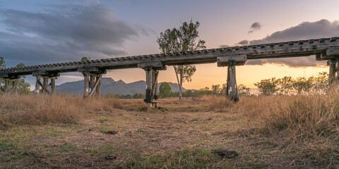 An old disused railway bridge in rural Queensland, Australia.