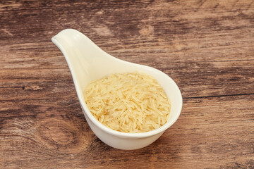 Raw basmati rice in the bowl