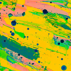 Green Dirty Art Background. Yellow Wash Canva.
