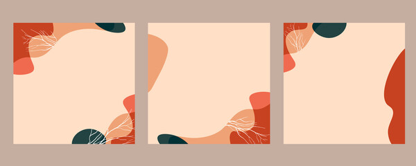 October. Modern, trendy design set for social media. Contemporary art. Creative conceptual and colorful collage. Copyspace to insert your ad, text, image. Seamless styled. Watercolor, geometric, lines