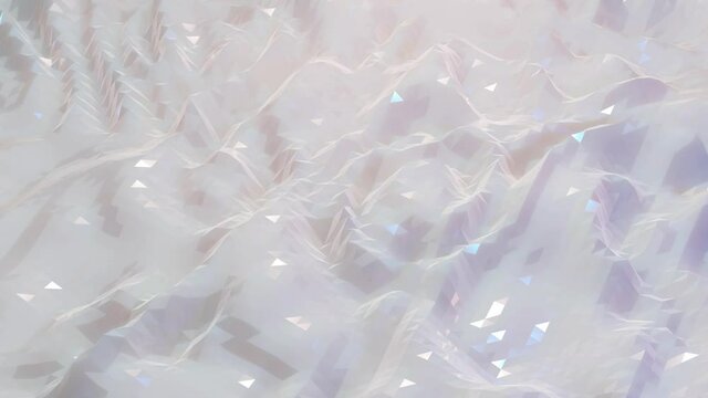 stylish creative abstract white low poly background in 4k. Abstract waves move on glossy surface in loop. Smooth soft seamless animation. Simple minimalistic geometric bg.