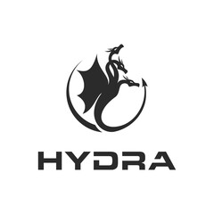 hydra logo black icon design vector illustration - obrazy, fototapety, plakaty