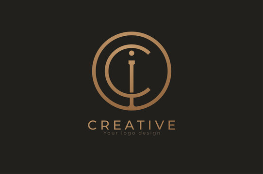 Abstract initial letter I and C logo,circle line and letter GC combination, usable for branding and business logos, Flat Logo Design Template, vector illustration