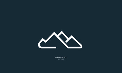 A line art icon logo of a mountain/peak/summit	
