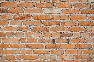Grunge Brick Wall Horizontal Background. Vintage brickwork backdrop or Pattern of old brick wall....