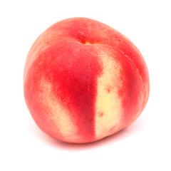 Red round ripe peach isolated on white background