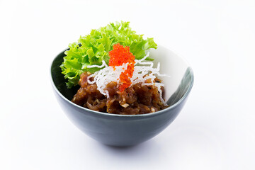 Salmon tartare in bowl